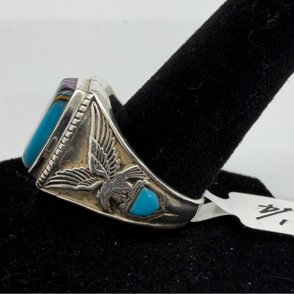 Silver Multicolor Geometric Men's Ring - image 2